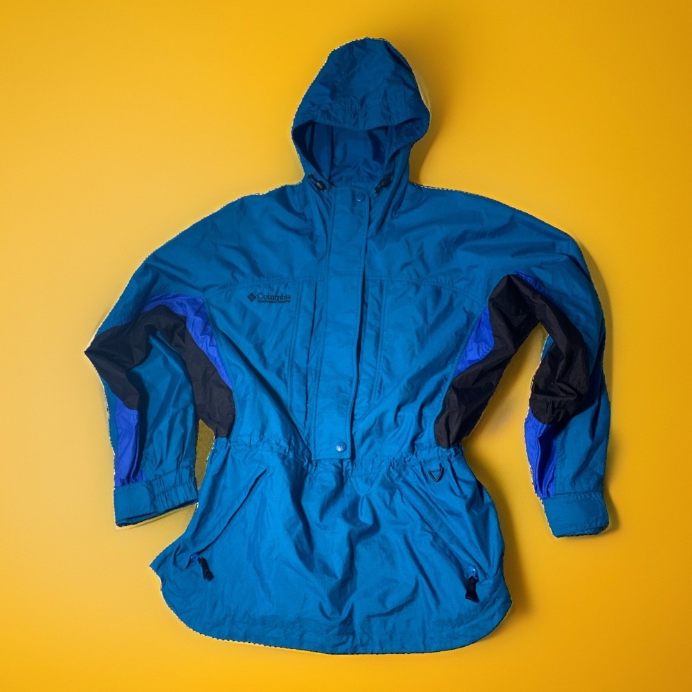 Columbia Large Women's Hooded Nylon Jacket 1/4 Zip Rip stop